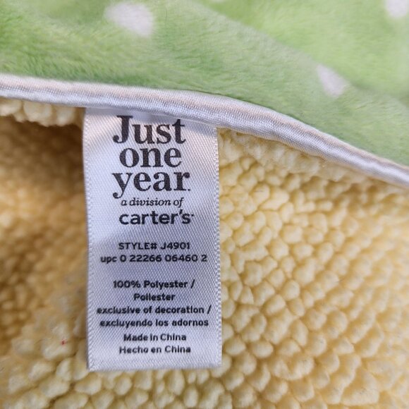 Just One Year by Carter's baby blanket green polka dot yellow sherpa Love Bug - Picture 4 of 5